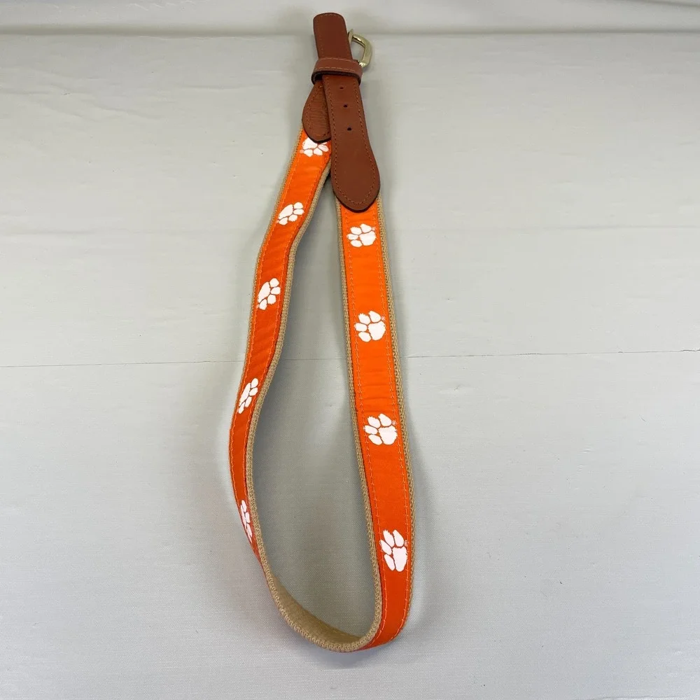 ZEP-PRO Clemson Tigers Belt Mens 34 Fabric Leather Brass NCAA Football - USA